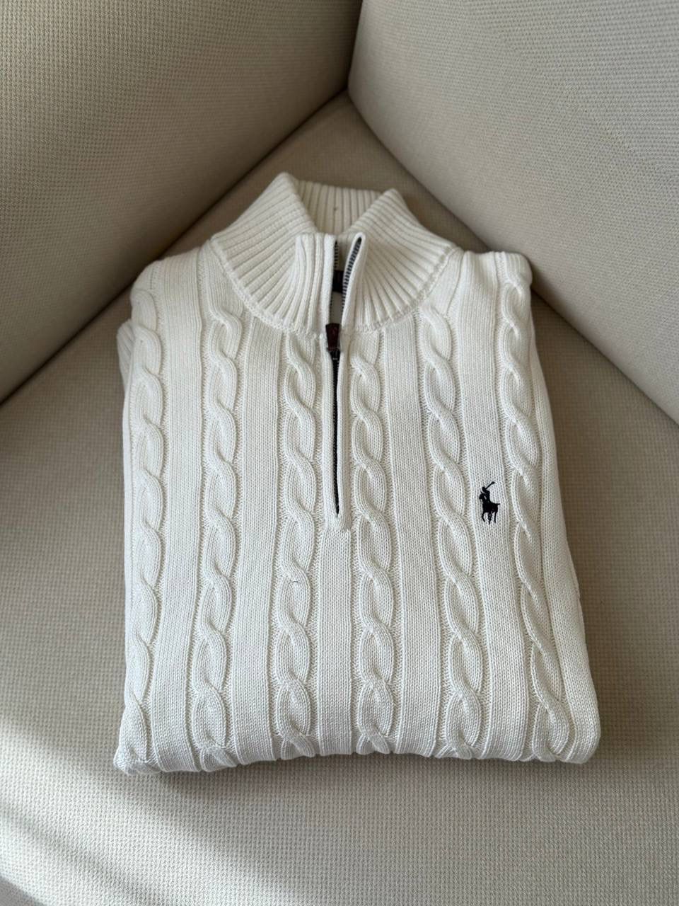 QUARTER ZIP RALPH LAUREN WHITE